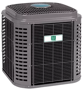 Heat pump unit by "Day & Night," used for heating and cooling systems.